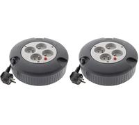 Enrouleur H05VV-F 4 Prises 3G1,5mm² 4m + Coupe-Circuit - Gris - Zenitech (Lot de 2)