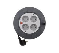 - Enrouleur H05VV-F 4 prises 3G1mm² 5m + coupe-circuit - gris