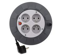 Zenitech Enrouleur H05VV-F 4 prises 3G1mm² 5 m avec coupe-circuit – Gris