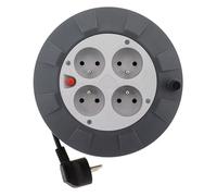 Enrouleur H05VV-F 4 prises 3G1mm² 5m + coupe-circuit - Gris - Zenitech