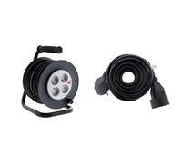 Enrouleur HO5VV-F 4 prises 3G1,5 25m + coupe-circuit - Zenitech & Prolongateur 16A 2P+T HO5VV-F 3G1,5mm² Noir 10m