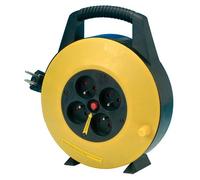 Enrouleur ménager - 10 m - 3G1.5 mm² - 4 prises - noir/jaune