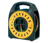 Enrouleur ménager - 15 m - 3G1.5 mm² - 4 prises - noir/jaune