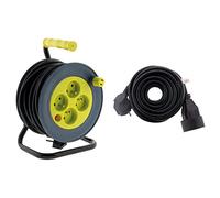 Enrouleur ménager 15m 3G1 mm² - Anis - Zenitech & Prolongateur 16A 2P+T HO5VV-F 3G1,5mm² Noir 5m