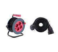 Enrouleur ménager 15m 3G1 mm² - Rose - Zenitech & Prolongateur 16A 2P+T HO5VV-F 3G1,5mm² Noir 5m