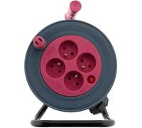 Enrouleur ménager ZENITECH 15m - 4 prises 2P+T - 3G1 mm² - Rose