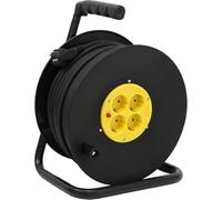 Enrouleur métallique IP20 30 m 3 x 2,5 mm 4 prises noir/jaune - Silver Electronics