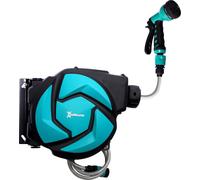 Enrouleur mural Fortuna Lai Tambour d'enroulement 10 m pivotant à 180° avec douchette multiple Protection antigel -5–45 °C Plastique Vert Noir