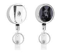 Enrouleur pour badge de berger allemand noir tendance et robuste avec clip rétractable - Porte-badge - Avec corde en nylon de 68,6 cm pour infirmière et bureau