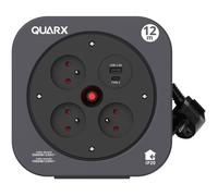 Enrouleur - QUARX - S-Box - 12m, 3 prises 16A, USB Type A et C