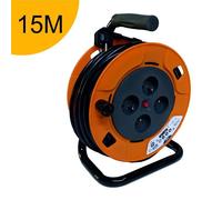 Enrouleur rallonge électrique - câble de 15m H05VV-F 3G1.50 mm² - 4 prises 16A