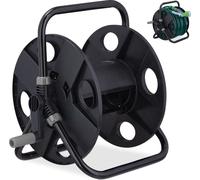 Enrouleur Relaxdays, pour tuyau de 30 m de 1/2", acier, plastique, support de tuyau, dimensions : 38 x 42 x 31 cm, noir/gris