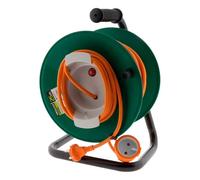 Enrouleur sans prise 2x1,5 mm² 25m pied métal + coupe circuit - Zenitech