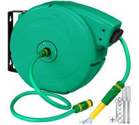 Enrouleur tectake dévidoire pour jardin avec support de tuyau d'arrosage automatique de 20 - Fmalra - m vert