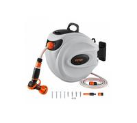 Enrouleur Tuyau Arrosage Mural 20 m x 12 mm Support Pivotant 180° Dévidoir de Tuyaux d'Eau Buse à 9 Modèles 3 Adaptateurs Rapides