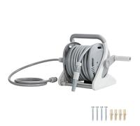 Enrouleur Tuyau Arrosage Mural - Outsunny - 20+2 m x Ø 15 mm - Buse à 2 Modes - Plastique - Gris