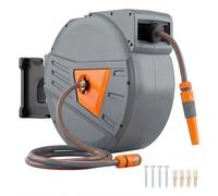 Enrouleur tuyau arrosage mural - Outsunny - 40+2 m x Ø 15mm - rétractable automatique pivotant à 180° - plastique - orange