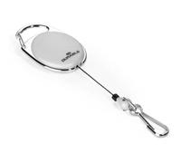Porte-badge avec enrouleur, oval, gris
