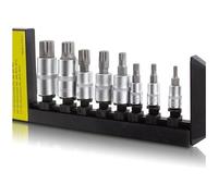 Ens. 8 douilles mâle/femelle Torx ou spline 1/4 3/8 et 1/2 en chrome-vanadium