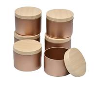 ENSDIEPLS Boîtes à Bougies, Pots à Bougies DIY Rose en Fer doré, couvercles à Grains de Bois, Paquet de 24, Rangement Artisanal cylindrique de 4oz/8oz(4oz-24-color 01)