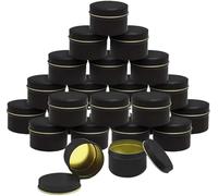 ENSDIEPLS Boîtes à Bougies, Pots de Bougies en métal de 4 oz, Multicolores, 12/24 pcs(24 Pcs Black)