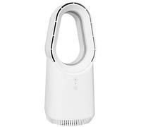 ENSDIEPLS Ventilateur colonne rafraîchissant, Ventilateur de bureau sans lame blanc, lumière d'ambiance rechargeable de Type C à 3 vitesses