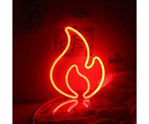 Enseigne au néon de flamme rouge murale Ineonlife, Tube LED flexible, PVC + ABS, 22,5 x 30,5 cm/9 x 12 po, Montage mural, Décoration polyvalente pour divers paramètres intérieurs