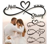 Enseigne en métal personnalisée en forme de cœur infini avec noms et date, cadeau personnalisé pour mariage, anniversaire, Saint-Valentin, cadeau de couple pour elle 2025, art mural, plaques