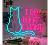 Enseigne Lumineuse Chat I Do What I Want,Neon Led,Lampe Néon chat,Panneau Lumineux USB,Chaton Neon Mural pour Chambre,Chambre de Fille,Animalerie,Arbre à Chaton,Cadeau Pour Amoureux des Chats