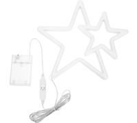 Enseigne Lumineuse LED Étoile à Cinq Branches, Décorative USB | Plastique Blanc, Double Alimentation Piles Aa ou Usb, Illusion Visuelle, pour Bureau et Fête