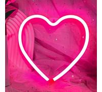 Enseigne Néon Cœur LED Lampe Murale Romantique Amour Rose | Alimentation USB ou Piles Décoration pour Chambre Saint-Valentin Mariage Fête 22 x 22 cm