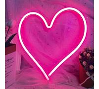 Enseigne Néon Cœur LED Lampe Murale Romantique Amour Rose | Intensité Variable Alimentation USB, Décoration pour Chambre, Saint-Valentin, Mariage, Fête 34 x 33 cm
