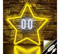 Enseigne Néon Étoile LED 35 x 35 cm, Veilleuse LED Gaming, Lampe Murale USB Décoration Murale de Chambre d'Enfant, Veilleuse pour Chambre Enfant, Ado, Gaming et Salle de Jeux, Cadeau Garçon Fille