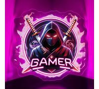 Enseigne Néon Gamer Ninja,Gaming Panneau Lumineux LED Épées Samouraï Décoration Murale Pour Salle De Jeux Chambre D'Adolescent Man Cave,Gaming Cadeau Pour Joueur Gamer Adolescents（13.8"*12.6"）