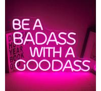 Enseigne néon pour salle de sport avec contenu LED rose « Be A BADASS WITH A GOODASS » - Décoration murale pour bar, club, maison, salle de sport - Cadeau d'anniversaire
