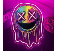 Enseigne Néon Smiley Pour Salle De Jeux Salon Street Art Chambre D'Adolescent, Graffiti Sourire Lumière Néon Cadeau Pour Amateur De Graffiti,Panneau LED Coloré Smile Alimenté Par USB(15.8"*11.4")