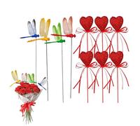 Enseignes Libellules pour Pelouse Décoration Paysagère pour Jardinières | Piques Pour Bouquet De Fleurs En Forme De Cœur Pour Jardiniers DIY Intérieur Extérieur Balcon Saint-Valentin
