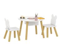 Ensemble 1 table ronde, 2 chaises - AIYAPLAY - pour enfant 3 pièces - dossier en forme d'ours, activités, bricolage repas - 3-6 ans