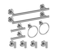 Ensemble 10 PCS porte-serviettes - Acier inoxydable 304 - Barre 40cm, porte-papier, anneau, crochets - Pour salle de bain et cuisine