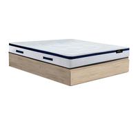 Ensemble 140 x 190 cm sommier coffre avec tiroir naturel clair + matelas hybride ressorts ensachés ép.30cm - MARQUIS de PALACIO