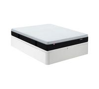 Ensemble 140 x 190 cm sommier coffre blanc + matelas hybride anti-feu ressorts ensachés 7 zones, mémoire de forme et latex ép.28cm - SLOMAS de YSMEE
