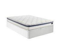 Ensemble 140 x 190 cm sommier coffre blanc + matelas hybride ressorts ensachés 7 zones et mémoire de forme ép.25cm - MALAO de PALACIO