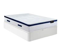 Ensemble 140 x 190 cm sommier coffre blanc + matelas hybride ressorts ensachés ép.30cm - MARQUIS de PALACIO