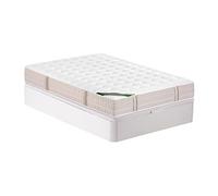 Ensemble 140 x 190 cm sommier coffre blanc + matelas ressorts ensachés 5 zones accueil mémoire de forme et coutil anti-punaises de lit ép.24 cm - VIREVO de NATUREA