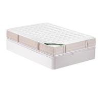 Ensemble 140 x 190 cm sommier coffre blanc + matelas ressorts ensachés 5 zones accueil mémoire de forme et coutil anti-punaises de lit ép.24 cm - VIREVO de NATUREA