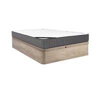 Ensemble 140 x 190 cm sommier coffre naturel clair + matelas hybride ressorts ensachés 7 zones et mousse haute résilience ép.26cm - AUDACE de PALACIO