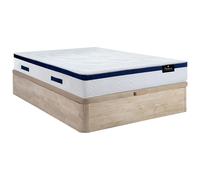 Ensemble 140 x 190 cm sommier coffre naturel clair + matelas hybride ressorts ensachés ép.30cm- MARQUIS de PALACIO