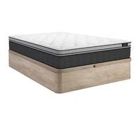 Ensemble 140 x 190 cm sommier coffre naturel clair + matelas hybride ressorts ensachés et surmatelas intégré ép.30cm - GAMIANI de YSMÉE