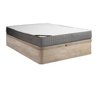 Ensemble 140 x 190 cm sommier coffre naturel clair + matelas mousse et accueil mémoire de forme 11 zones ép.22cm - DANEVO de YSMÉE
