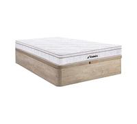 Ensemble 140 x 190 cm sommier coffre naturel clair + matelas ressorts 3 zones et mémoire de forme ép.20cm - WOLKENTANZ de YSMEE